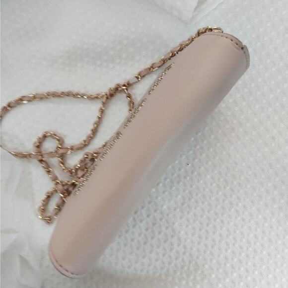 NWOT! BEBE! BABY PINK VEGAN LEATHER "DIAMOND" STUDDED LOGO MINI PURSE CROSSBODY! - Picture 7 of 14